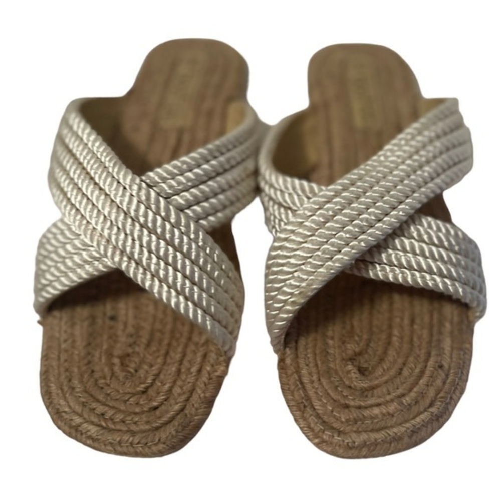 Boo Hoo Corded Cream Womens Flat Sandals Size 6
